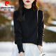 皮爾卡丹（pierre cardin）蕾絲打底衫女大碼羊毛衫女內搭春秋木耳邊針織毛衣2026秋冬季新款 經(jīng)典黑 XL 175