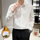 星禾萊白色襯衫男長(cháng)袖潮流帥氣免燙修身休閑襯衣男商務(wù)加絨款打底襯衫 白色*加絨【比常規拍大一碼】 XL 125-140斤