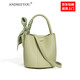 ANDSEEYOU真皮水桶包包女 新款百搭時(shí)尚情人節斜挎菜籃子高級質(zhì)感手提包女 牛油果綠