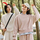 安踏（ANTA）喵喵絨套裝丨兩件套女秋季寬松套頭衫衛衣運動(dòng)長(cháng)褲針織運動(dòng)套 莫蘭粉-3 M (女165)