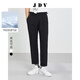 杰帝梵（J.D.V）男裝春秋純色中高腰基礎款休閑褲百搭舒適直筒褲九分褲SPN2936 黑色 L 180/84B