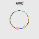 AWE官方彩色串珠雛菊笑臉小花琉璃手鏈楊冪金智秀明星同款情侶款項鏈 彩色米珠串珠手鏈 彈力可調節
