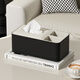 玫沃寶黑白收納盒客廳高檔輕奢桌面皮革臥室茶幾遙控器多功能抽紙巾盒 黑白經(jīng)典-雙格盒