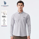 U.S. POLO ASSN.襯衫男長(zhǎng)袖秋季純棉白色休閑工裝外套寬松免燙男士高端襯衣