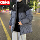 OEHE冬季新款棉襖棉衣男休閑棉服男情侶棉襖學(xué)生拼接外套男休閑百搭 灰藍色 XL