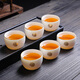 PGY功夫茶杯6只裝厚胎不燙手羊脂玉白瓷品茗杯陶瓷杯茶具帶杯架茶杯 扳指杯金福(無(wú)杯架) 6只