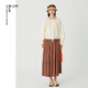 噢姆（AUM）【微縐肌理】AUM噢姆半裙春款駝色壓褶設計中裙飄逸輕薄半身裙 駝色 L