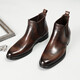 簡(jiǎn)美惠 切爾西靴男商務(wù)正裝尖頭高幫皮鞋手工英倫風(fēng)馬丁靴套腳皮短靴潮 咖啡色 41