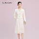 拉珂蒂（La Koradior）修身通勤優(yōu)雅時(shí)尚春季純色假兩件氣質(zhì)連衣裙女 淡黃 M