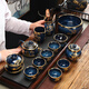 器美優(yōu)品茶具套裝景德鎮(zhèn)鑲鎏金建盞曜變天目釉功夫茶具茶壺茶杯高檔禮盒裝 7888藍菲-熊有成竹14頭