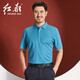 紅都新款短袖T恤男中老年 短袖T恤翻領(lǐng)中年男士T恤衫 湖藍TY7977-2 3XL 190/104A