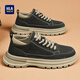 海瀾之家（HLA）男鞋冬季新款休閑雪地靴厚底加絨保暖高幫棉鞋男士工裝馬丁短靴子 黑色 （低幫） 40