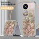 皮殼士  【電鍍油畫玫瑰小羊皮】適用于華為pocket2手機殼鏡頭全包防摔P50pocket時尚輕奢高端女款保護套 電鍍-小羊皮-油畫玫瑰花+白銀色 華為 P50 Pocket