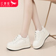 紅蜻蜓小白鞋女鞋小個(gè)子厚底增高品牌休閑鞋松糕板鞋女WXB343081米色38