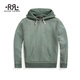 RRL男裝 經(jīng)典款成衣染色棉質(zhì)起絨布連帽衫RL93972 300-學(xué)院綠 L