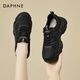 DAPHNE達芙妮老爹鞋女夏季新款厚底休閑運動(dòng)女鞋網(wǎng)面透氣小白鞋 黑色 單層 跟高6cm 37 (235mm)