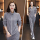 洛比獅運動(dòng)服套裝女春秋季高端立領(lǐng)開(kāi)衫衛衣洋氣減齡寬松顯瘦休閑兩件套 灰色 3XL建議130-140斤