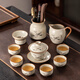 瓷牌茗茶具 富竹蓋碗茶壺茶具整套高檔汝窯功夫泡茶器全套家用開片可養(yǎng)茶具 汝窯富竹蓋碗10件套+茶道