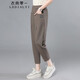 衣典零一2022秋裝新款秋季女裝春秋時(shí)尚氣質(zhì)寬松遮肚子顯瘦女士中年秋天休閑褲小腳衛(wèi)褲哈倫褲九分褲 咖色 M（推薦90-115斤）