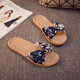 熙慕萊拖鞋女夏亞麻拖鞋女士家居鞋棉麻涼拖鞋女室內四季厚底 33款藏青色(女鞋) 26(39-40碼)