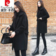 皮爾卡丹（pierre cardin）品牌毛呢外套女秋冬季新品小個(gè)子中長(cháng)款外搭赫本風(fēng)黑色呢子大衣 加厚 黑 色【 款】 M【建議95-105斤】