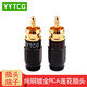 YYTCG 純銅鍍金RCA蓮花頭插頭5mm孔焊接DIY蓮花端子發(fā)燒AV音視頻接頭蓮花線功放音箱響接頭 一對（一紅一白）