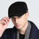 7PM鴨舌帽男士帽子秋冬季中老年前進(jìn)帽羊毛純色貝雷帽男韓版爸爸帽子 黑色(56-58cm)