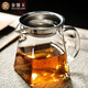 金鑲玉公道杯高硼硅玻璃杯帶不銹鋼茶漏 茶海慮茶器 四方雅致350ml