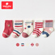 Kissbaby Miracle兒童襪子 25年紅色喜慶新年襪寶寶棉襪新生兒冬季加厚中筒襪 皇冠波點(diǎn) 5雙 XS碼【推薦0-1歲寶寶使用】