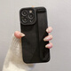 圣圖朗小羊皮翻毛皮16pro純色適用iPhone15max蘋果13手機殼高級感12情侶11全包硅膠男女款14pm防摔保護套 翻毛皮-黑色+腕帶 iPhone 14 Pro Max