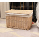 收納筐藤編柳編竹編方形帶蓋超大收納盒編織臟衣籃子儲物 原色中號+麻布