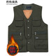 烈焰戰隊馬甲 男士冬季加絨加厚多口袋釣魚(yú)攝影馬夾背心 中老年爸爸裝坎肩 軍綠色（黃絨馬甲） XXL