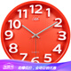 康巴絲（compas）12英寸3D立體字方形靜音石英掛鐘客廳時(shí)尚創(chuàng  )意掛表臥室簡(jiǎn)約 2947紅色