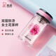 希諾（heenoor）玻璃杯雙層女士茶杯女神杯帶茶漏迷你便攜潮流水杯家用學(xué)生水杯子 水晶粉-帶濾網(wǎng)（XN-9752） 220ml