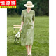 恒源祥2024春夏新款女復古中國風(fēng)新中式刺繡苧麻連衣裙V領(lǐng)繡花棉麻A字裙 圖片色 XL【建議130-145斤】