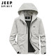 JEEP SPIRIT吉普男裝夾克衫男連帽外套男士護(hù)頸夾克秋冬上衣棒球服休閑工裝連 卡其色 XL