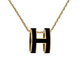 HERMES 愛(ài)馬仕項鏈 女橢圓h吊墜女士POP項鏈 520情人節禮物 女生鎖骨鏈 黑色-黃金色鏈