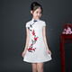 馬櫻紅雨 六一兒童旗袍女童漢服中國風(fēng)唐裝古箏演出服小女孩連衣裙女新款 白色 小紅花【俏皮可愛】 140 /建議身高130厘米左右