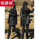 恒源祥黑色PU皮衣女外套春秋款中長(zhǎng)款2025新款感風(fēng)衣顯瘦時(shí)尚女裝 黑色 M 建議135斤以下