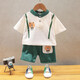 圓圓米米男童套裝1-3歲4兒童運動(dòng)夏季衣服嬰兒小童男寶寶春秋季男孩兩件套 JH-7206印花背帶BOY熊綠色 100
