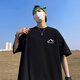 NEW OR MODE美式重磅純棉T恤短袖男裝oversize大碼夏季新款五分半袖潮牌衣服 黑色 XL