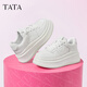 他她（TATA）小白鞋小白鯨2025夏季新款增高鞋休閑厚底板鞋女鞋松糕 白色 37
