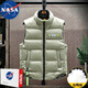 NASA RHUDE羽絨馬甲男秋冬季外套男士加厚保暖立領(lǐng)羽絨無(wú)袖馬夾上衣休閑背心 豆綠 XL (105-125斤)