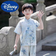 迪士尼兒童裝男童夏裝漢服套裝2024新款夏季男孩古風(fēng)夏款薄款中國風(fēng)古裝 圖片色 110碼