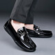 卓斯尼斯（JOISNEAS）漆皮豆豆鞋男真皮春季亮面懶人鞋一腳蹬樂(lè )福鞋潮流男士休閑皮鞋 黑色 41