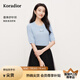 珂萊蒂爾【風(fēng)雅新舒】2025夏季新款簡約舒適透氣冰絲針織衫女上衣 灰藍(lán) L