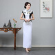 應(yīng)否旗袍中國風(fēng)女修身改良走秀旗袍長款舞臺(tái)表演出服裝日常旗袍可定做 1180白色 3XL