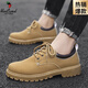 西域駱駝（VANCAMEL）秋季男鞋新款厚底工裝鞋男士復古短靴休閑低幫馬丁靴男潮黃色 黃色 41 標準碼