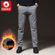 百圓褲業(yè)純棉休閑褲男士秋冬季中年爸爸直筒加絨長(cháng)褲子男褲 6601淺灰色 加絨 36 (2尺9)