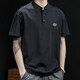 古先森短袖t恤男寬松polo男士夏季大碼帶領(lǐng)有領(lǐng)上衣打底衫半袖半截袖 黑色 L 【130-145斤】